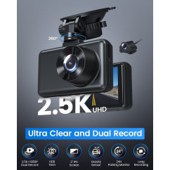 Caméra embarquée (Dash Cam) Avant Arrière GKU M22