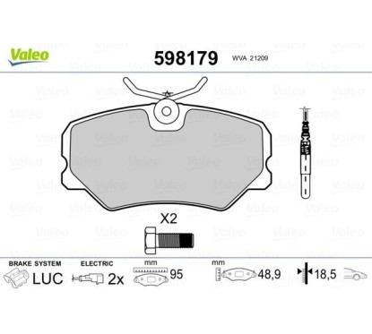 Jeu de 4 plaquettes de frein VALEO 598179