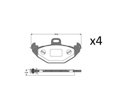 Jeu de 4 plaquettes de frein BENDIX 571963B