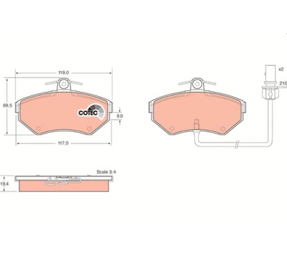 Jeu de 4 plaquettes de frein TRW GDB1366