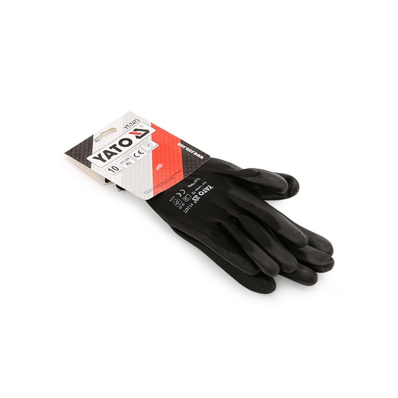 Gants de travail en nylon noir 10 pouces YATO YAT YT-7473