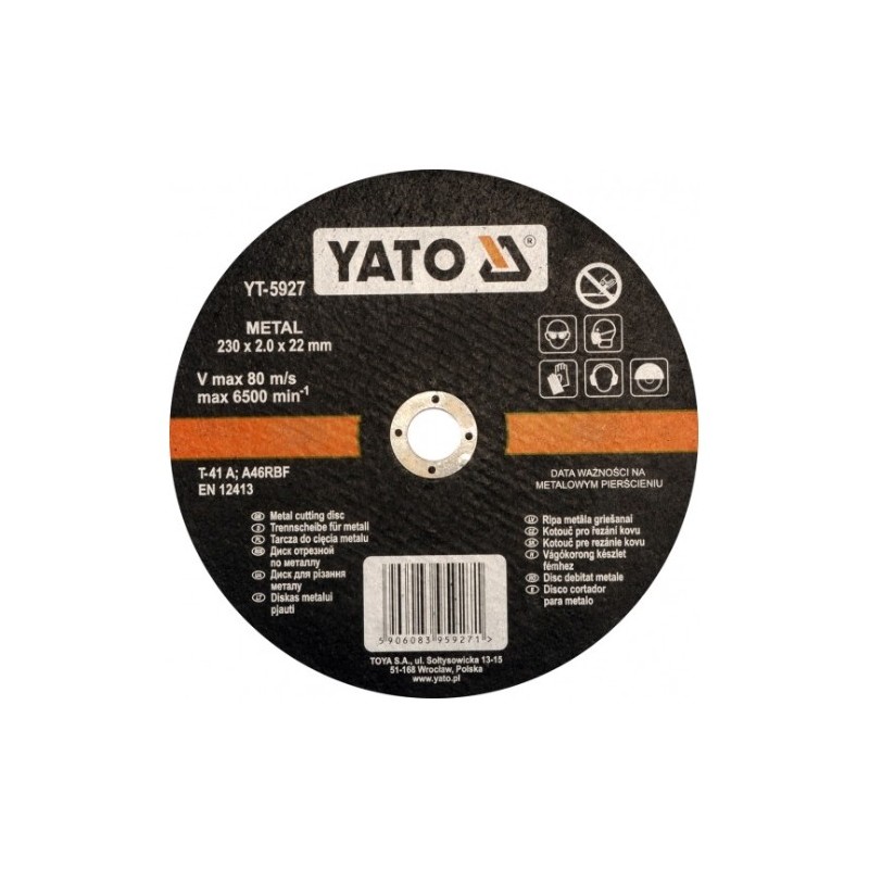 Disques à couper métal 230x20x22 YATO YAT YT-5927