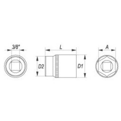 Douille 17mm 3/8 6-cat cv long YATO YAT YT-3831