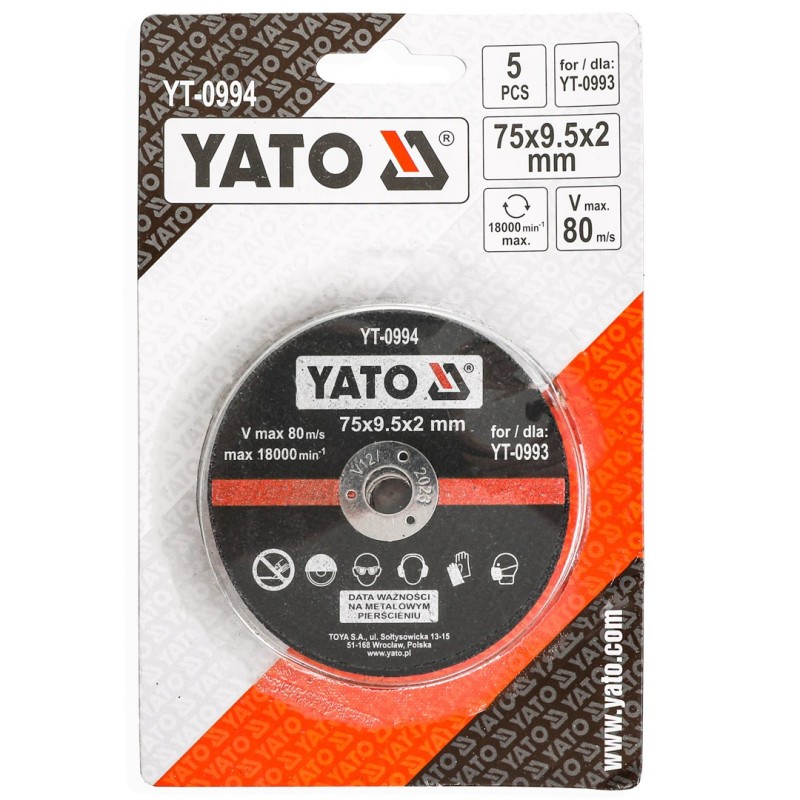 Kpl disques à couper métal 75mm 5pcs YATO YAT YT-0994