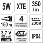 Lampe de poche usb xt-e cree 5w, 94x27mm YATO YAT YT-08569