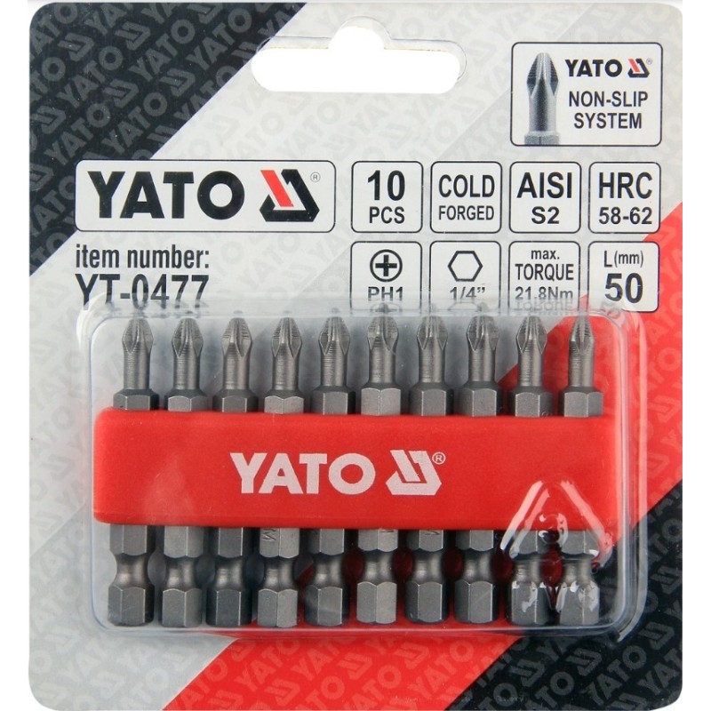 Conseils pour tournevis 10 pcs ph1x50 s2 YATO YAT YT-0477