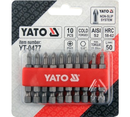 Conseils pour tournevis 10 pcs ph1x50 s2 YATO YAT YT-0477
