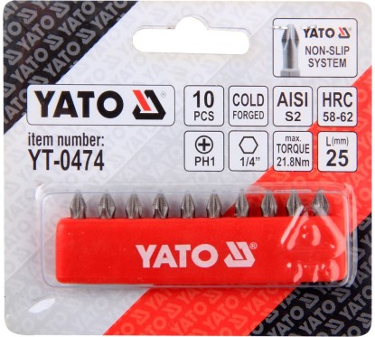 Conseils pour tournevis 10 pcs ph1x25 s2 YATO YAT YT-0474