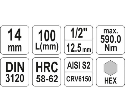 Clé de serrure hexagonale 1/2 14mm l100mm YATO YAT YT-04397