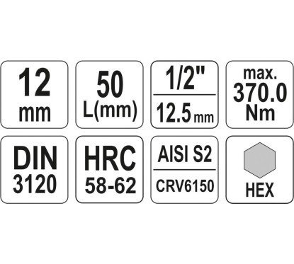 Clé de serrure hexagonale 1/2 12mm l55mm YATO YAT YT-04386