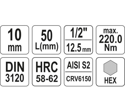 Clé de serrure hexagonale 1/2 10mm l55mm YATO YAT YT-04385