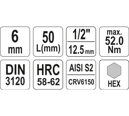Clé de serrure hexagonale 1/2 6mm l55mm YATO YAT YT-04382