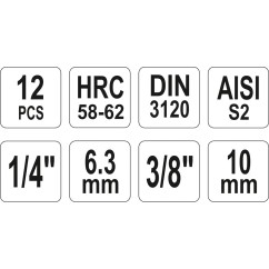 Jeu de clés torx sur rail de 12 pièces YATO YAT YT-04331