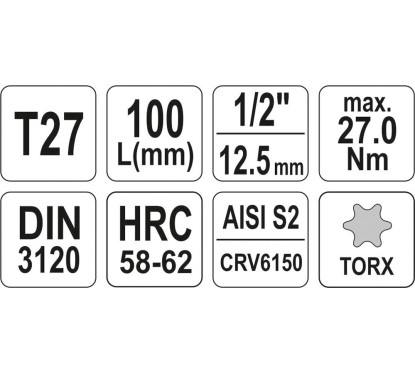 Clé torx 1/2 t27 l100mm YATO YAT YT-04322