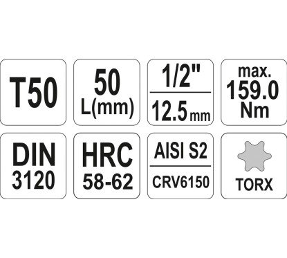 Clé torx 1/2 t50 l55mm YATO YAT YT-04316