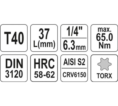 Clé torx 1/4 t40 l37mm YATO YAT YT-04307