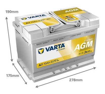 Batterie AGM (de voiture) VARTA 70 Ah 570901076K262