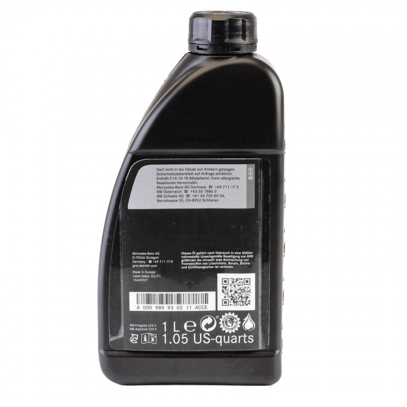 Huile moteur d'origine MERCEDESBENZ AMG 1LT SAE 0W40 MB 229.5